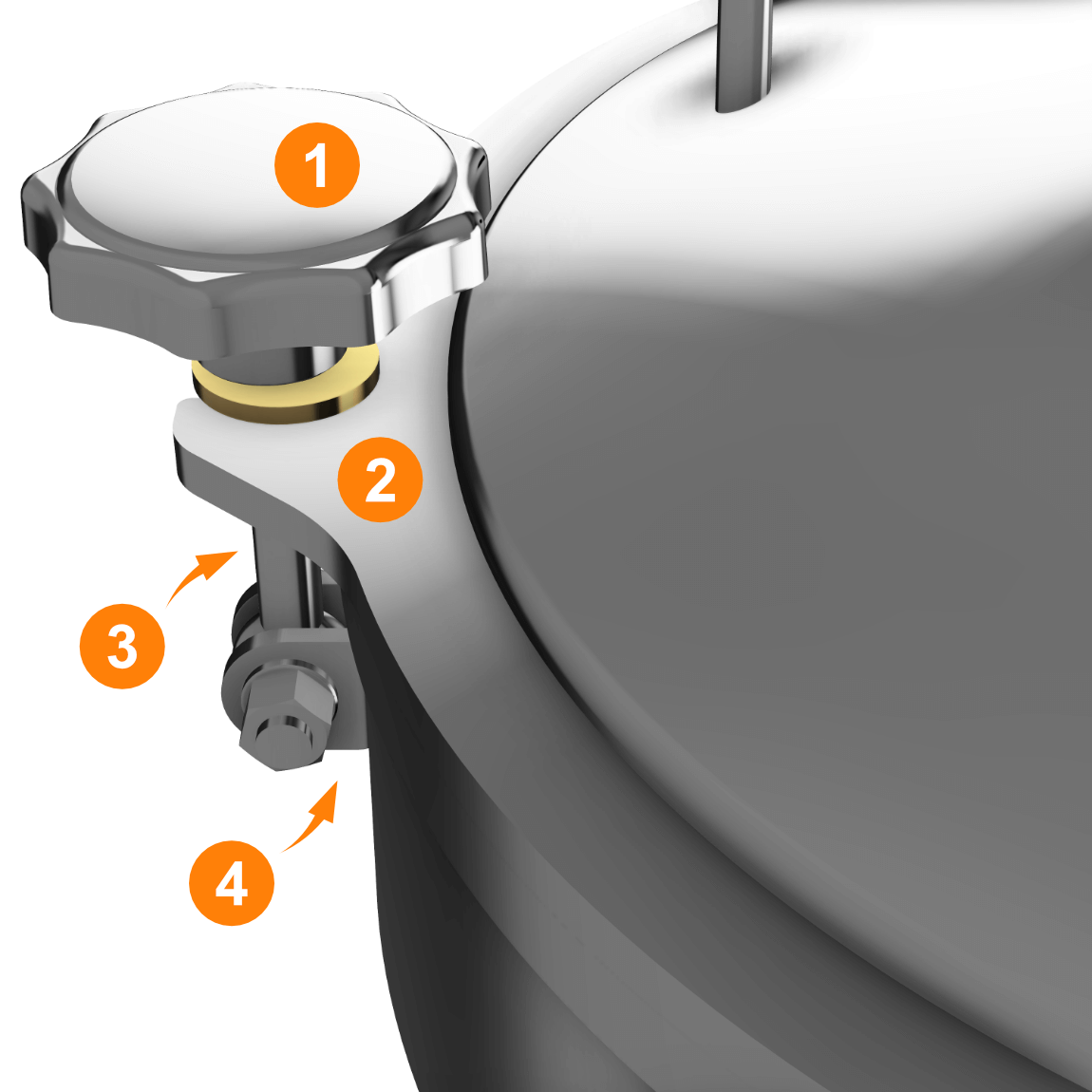 Budowa zamknięcia pokrętłowego we włazie zbiornikowym okrągłym