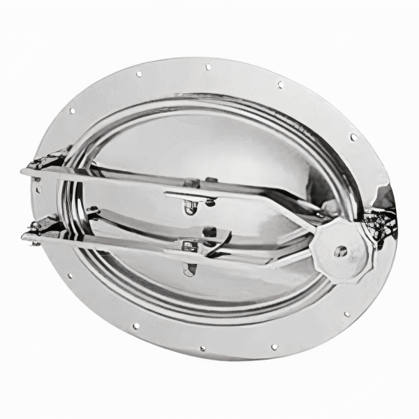 Stainless steel manway for wooden tanks (barrels)