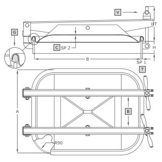 Właz prostokątny nierdzewny A363 (400x530) - rysunek