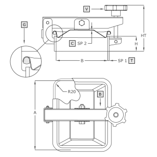 Właz prostokątny nierdzewny A381 (225x175) - rysunek