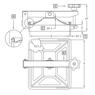 Właz prostokątny nierdzewny A382 (310x245) - rysunek