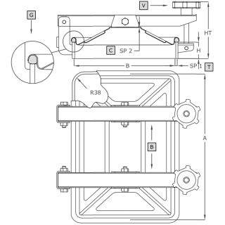 Właz prostokątny nierdzewny A384 (405x275) - rysunek