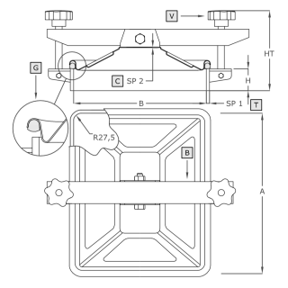 Właz prostokątny nierdzewny A652 (310x245) - rysunek