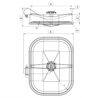 Właz prostokątny nierdzewny Boyer P13-105 (314x424) - rysunek