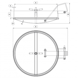 Właz okrągły nierdzewny Boyer P12-510 (DN504-DN800) - rysunek