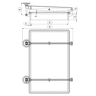 Właz prostokątny nierdzewny Boyer P23-580 (500x800) - rysunek