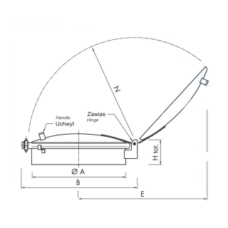 Właz okrągły nierdzewny BP405 (DN410) - rysunek (rzut boczny)