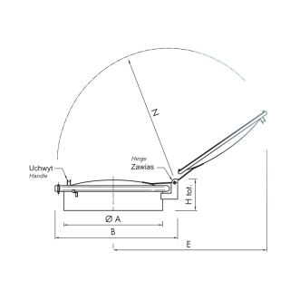 Właz okrągły nierdzewny BP420-490 (DN427-DN495) - rysunek