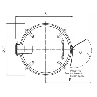 Właz okrągły nierdzewny B400 (DN403) - rysunek (rzut górny)