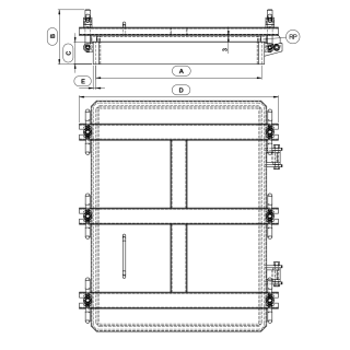 Właz prostokątny nierdzewny Boyer P23-680 (600x800) - rysunek