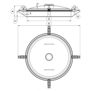 Właz okrągły nierdzewny Boyer P42-020 (DN490) - rysunek