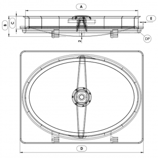 Właz owalny nierdzewny Boyer P41-040 (305x440) - rysunek