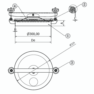 Właz okrągły nierdzewny C41 (DN300) - rysunek