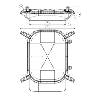 Właz prostokątny nierdzewny Boyer P43-008 (310x420) - rysunek