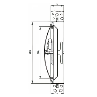 Właz okrągły nierdzewny ciśnieniowy K-MC (DN600-DN800) - rysunek (wersja do montażu w zbiorniku cementowym)