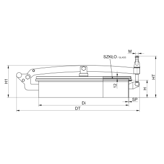 Pokrywa szklana okrągła bezciśnieniowa XG400 (DN400-DN500) - rysunek