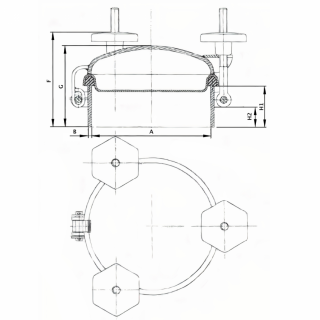 Właz okrągły przemysłowy ciśnieniowy X3348MT (DN200) - rysunek