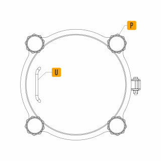Właz okrągły nierdzewny ciśnieniowy W4/C (DN220-DN500) - rysunek (rzut górny)