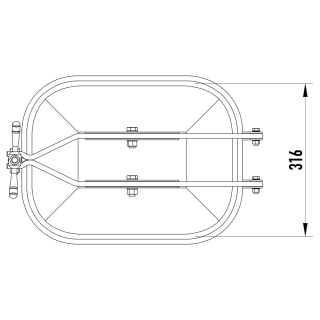 Właz prostokątny nierdzewny W2/D (424x316) - rysunek (rzut górny)