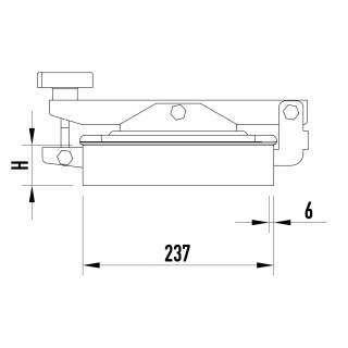 Właz prostokątny nierdzewny W2/E (175x225) - rysunek (rzut boczny)