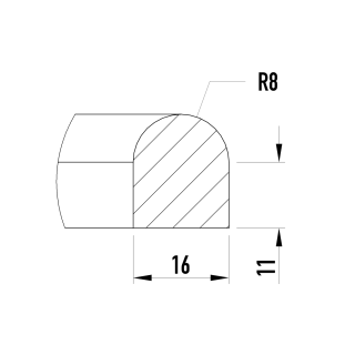 Uszczelka włazu prostokątnego WG/9 (450x342) - rysunek profilu