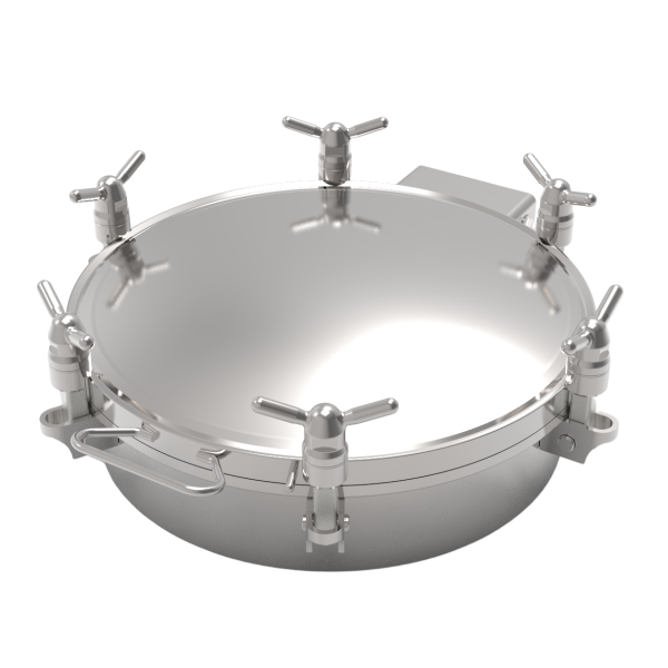 Właz okrągły nierdzewny ciśnieniowy D15/D16 (DN200-DN900) - wersja z 6 pokrętłami