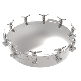 Właz okrągły nierdzewny ciśnieniowy D15/D16 (DN200-DN900) - wersja z 10 pokrętłami