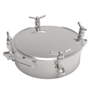 Właz okrągły nierdzewny ciśnieniowy D15/D16 (DN200-DN900) - wersja z 4 pokrętłami