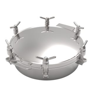 Właz okrągły nierdzewny ciśnieniowy D15/D16 (DN200-DN900) - wersja z 6 pokrętłami