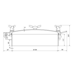 Właz okrągły nierdzewny ciśnieniowy D15 (DN200-DN600) - rysunek