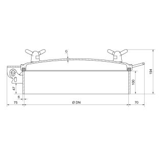 Właz okrągły nierdzewny ciśnieniowy D16 (DN200-DN900) - rysunek