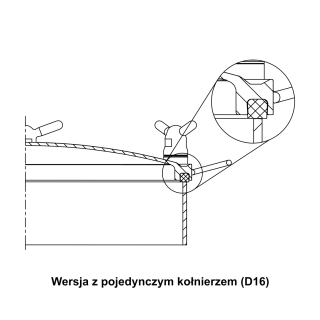 Właz okrągły nierdzewny ciśnieniowy D16 - pojedynczy kołnierz