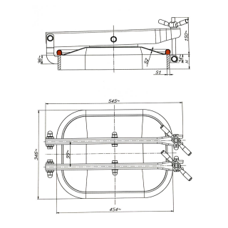 Właz prostokątny nierdzewny E122 (316x424) - rysunek