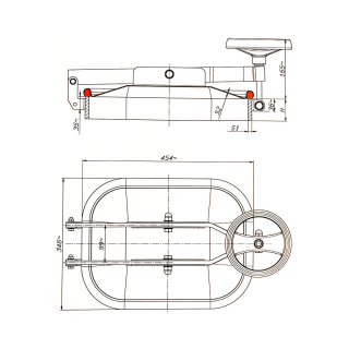 Właz prostokątny nierdzewny E124 (316x424) - rysunek