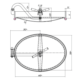Właz owalny nierdzewny E128T (440x308) - rysunek