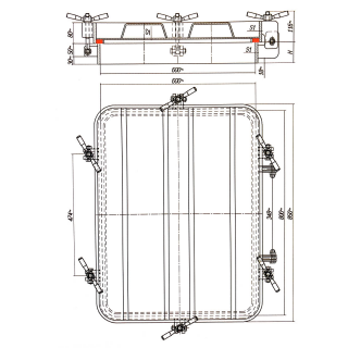 Właz prostokątny nierdzewny E133 (600x800) - rysunek