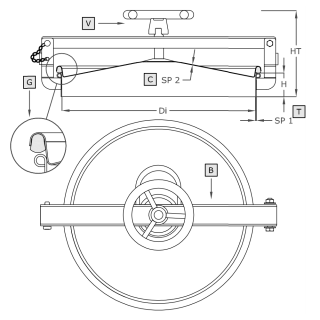 Właz okrągły nierdzewny A590 (DN300-DN600) - rysunek
