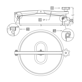 Właz okrągły nierdzewny A960 (DN150-DN600) - rysunek