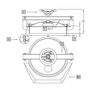 Właz okrągły nierdzewny A800 (DN300) - rysunek